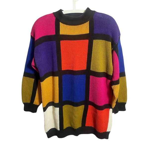 Express Tricot Sweaters - Express Tricot Vintage Color block Sweater Oversized small